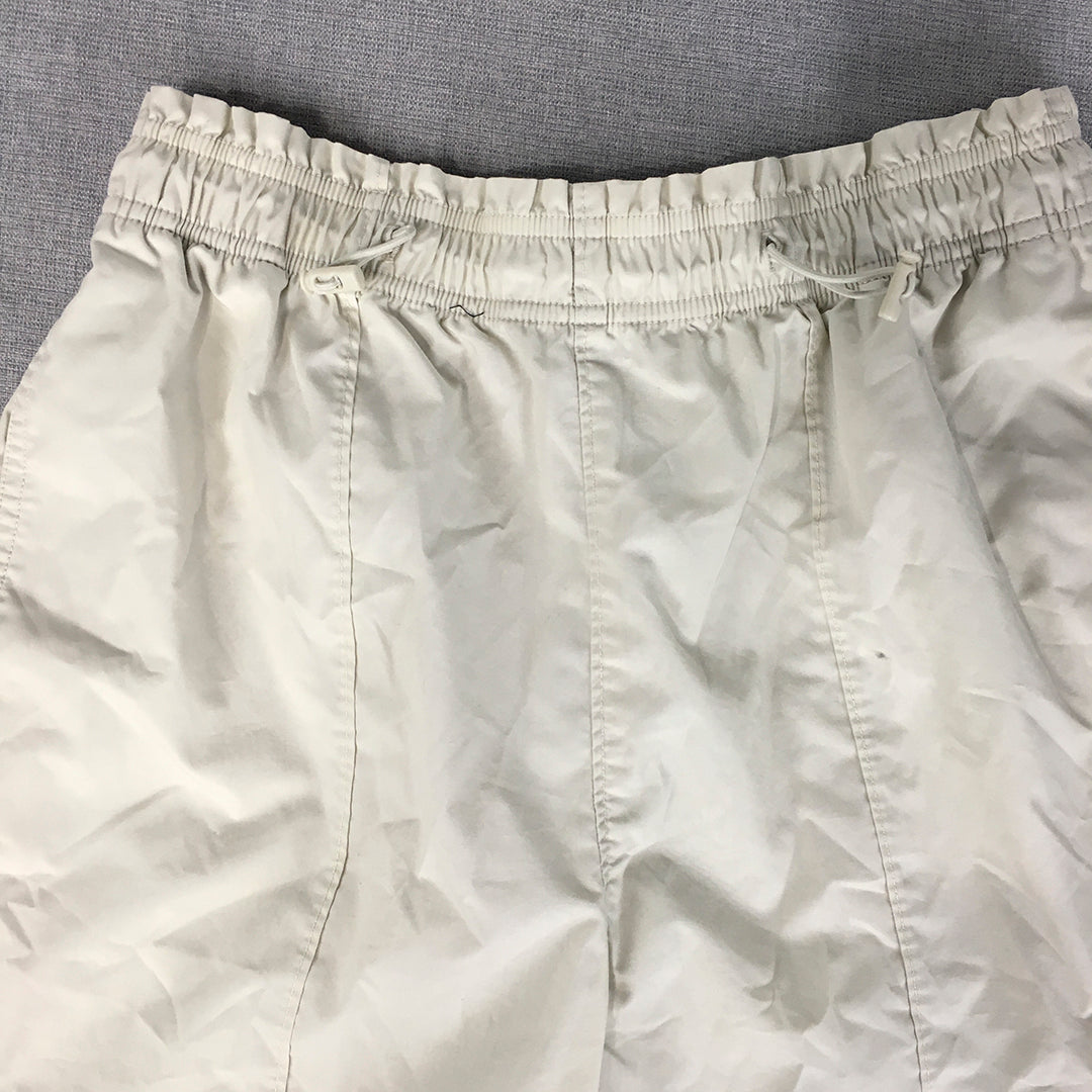 Uniqlo Womens Shorts Size S Cream Beige Drawstring Elastic Waist Pockets