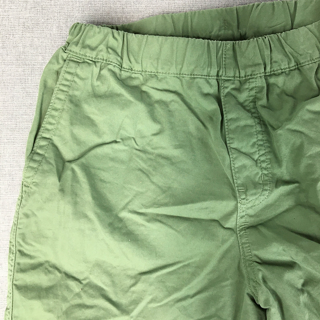 Uniqlo Kids Boys Chino Shorts Size 11 - 12 Yrs Khaki Green Pockets Elastic Waist