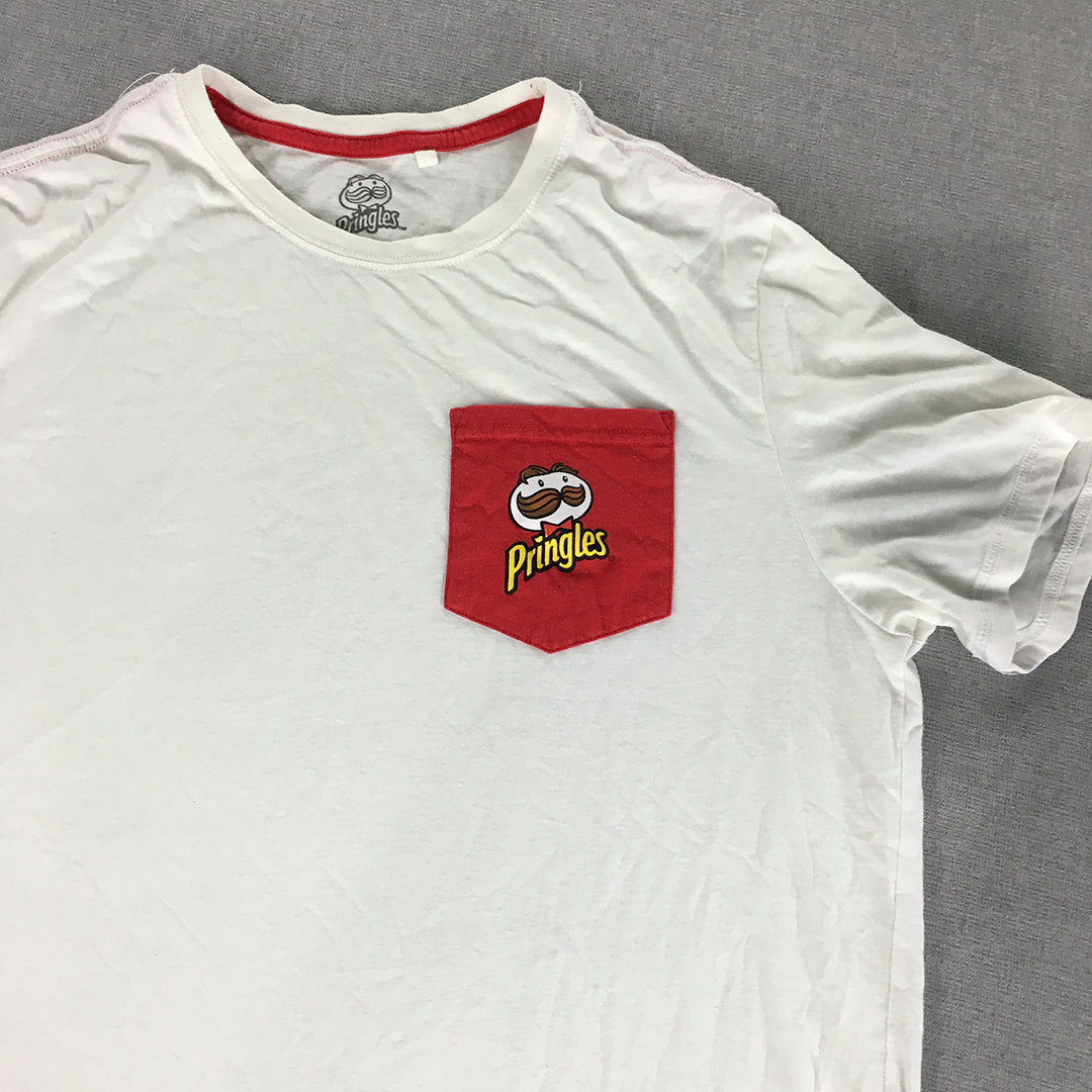 Pringles T-Shirt Adult Size M White Red Pocket Logo Tee