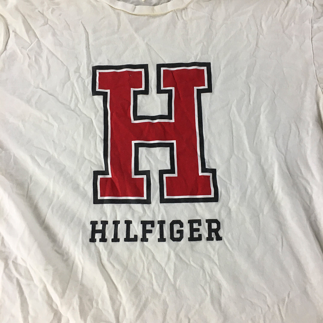 Tommy Hilfiger Mens T-Shirt Size XL White Big Logo Short Sleve Tee