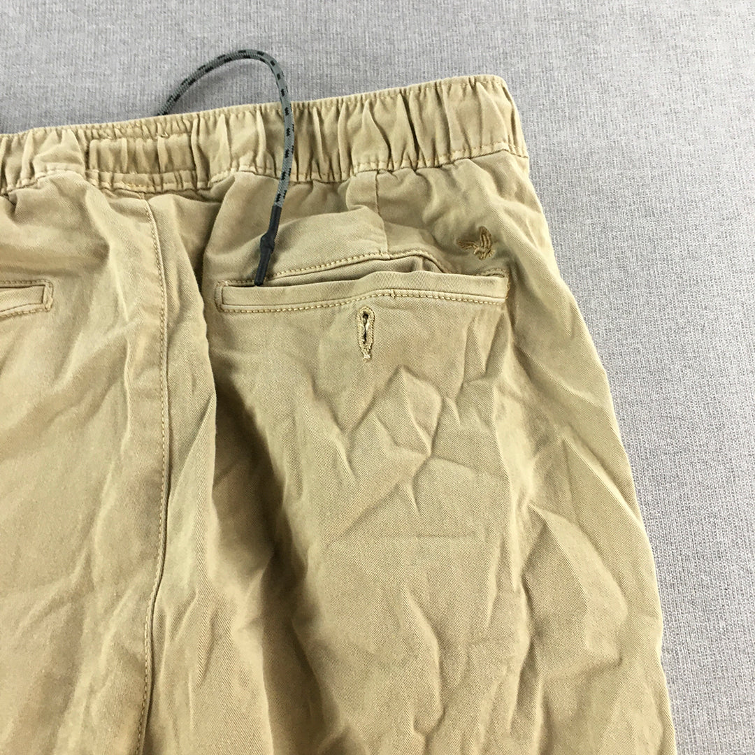 American Eagle Mens Jogger Pants Size M Brown Elastic Waist Cuffs