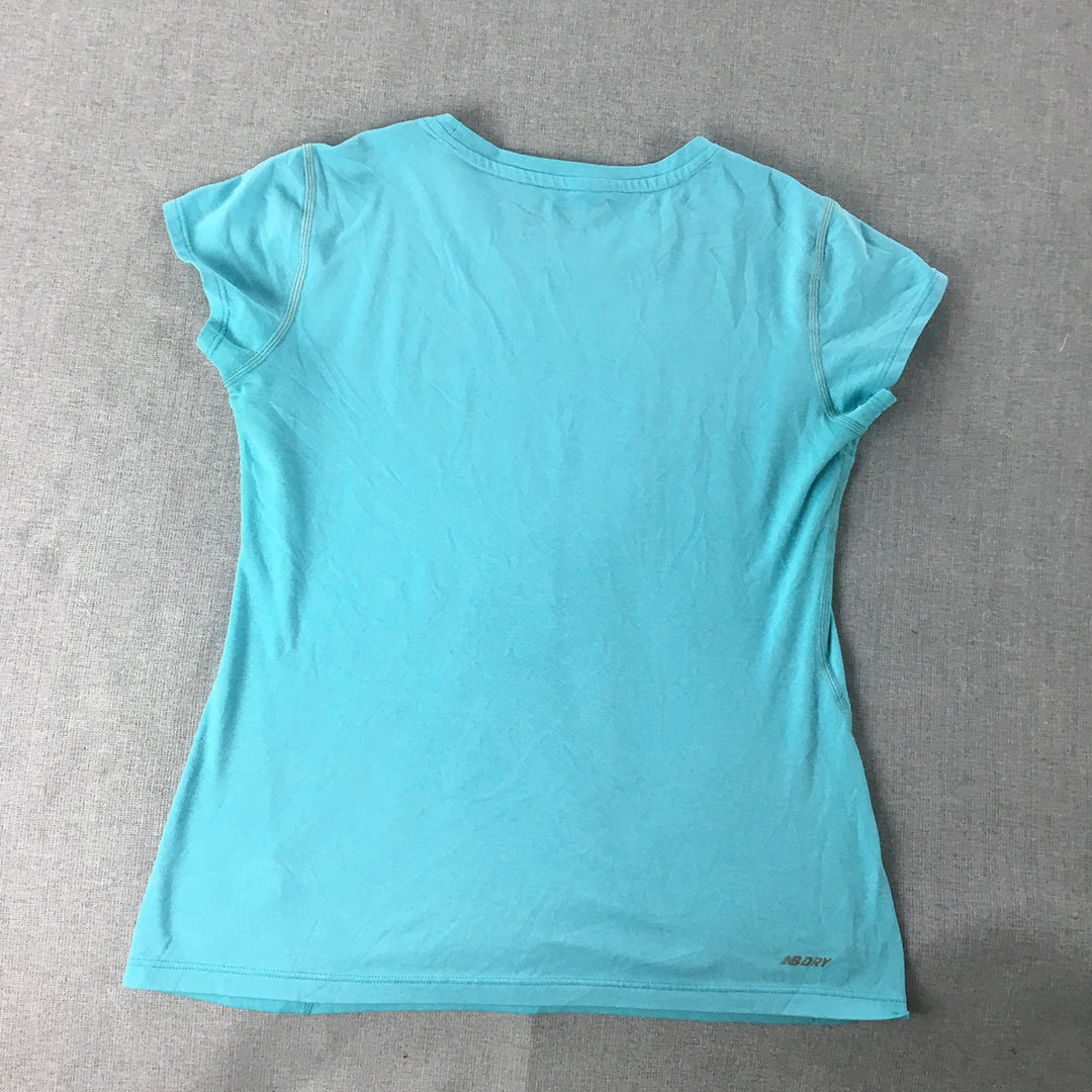 New Balance Womens T-Shirt Size S Blue Logo Crew Neck Short Sleeve Top