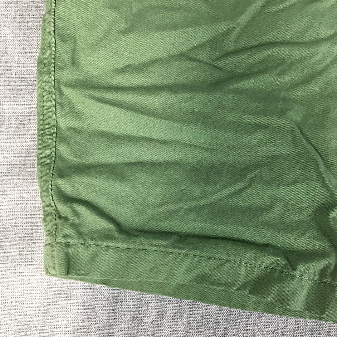 Uniqlo Kids Boys Chino Shorts Size 11 - 12 Yrs Khaki Green Pockets Elastic Waist