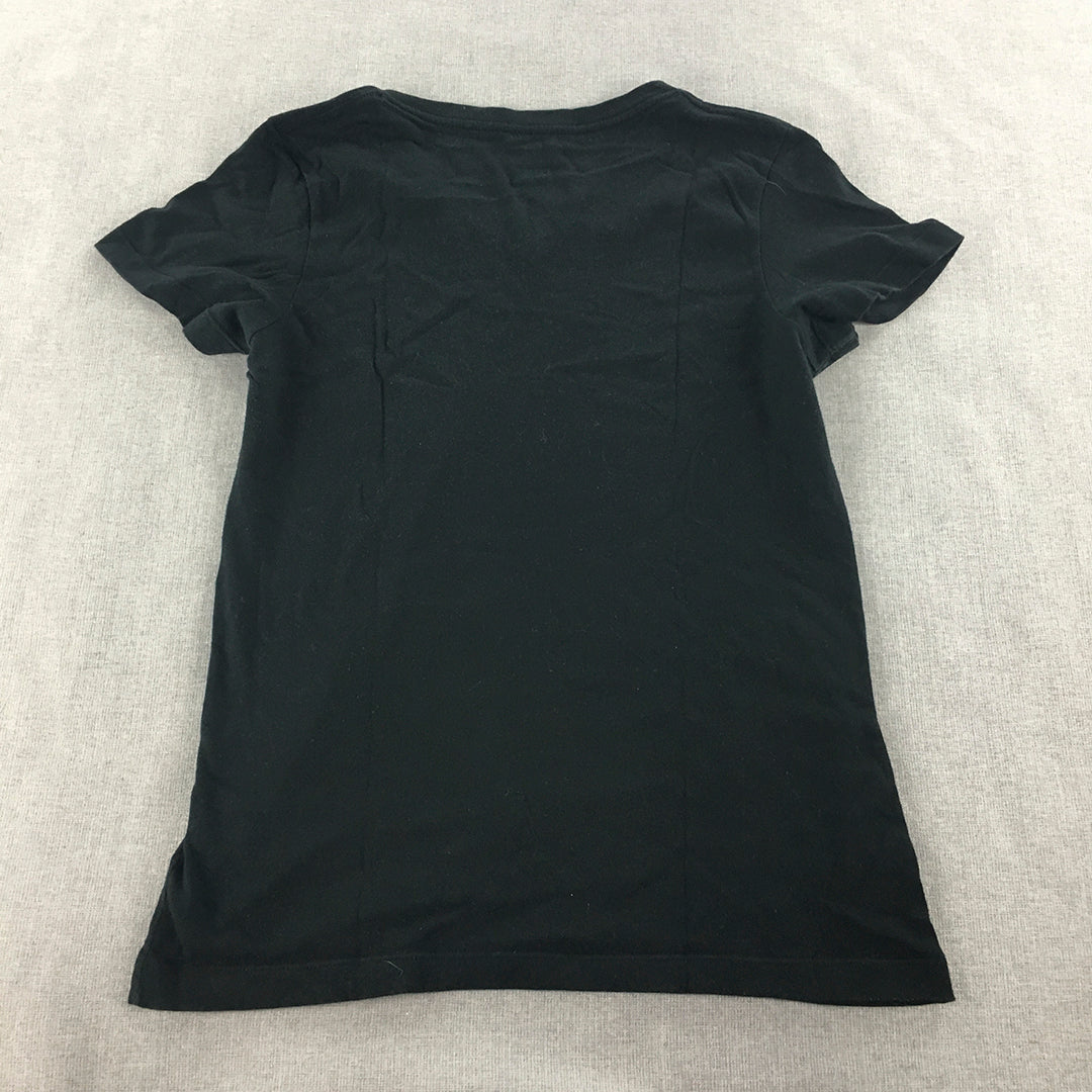 Nike Womens T-Shirt Size L Black Big Just Do It Logo Short Sleeve Top