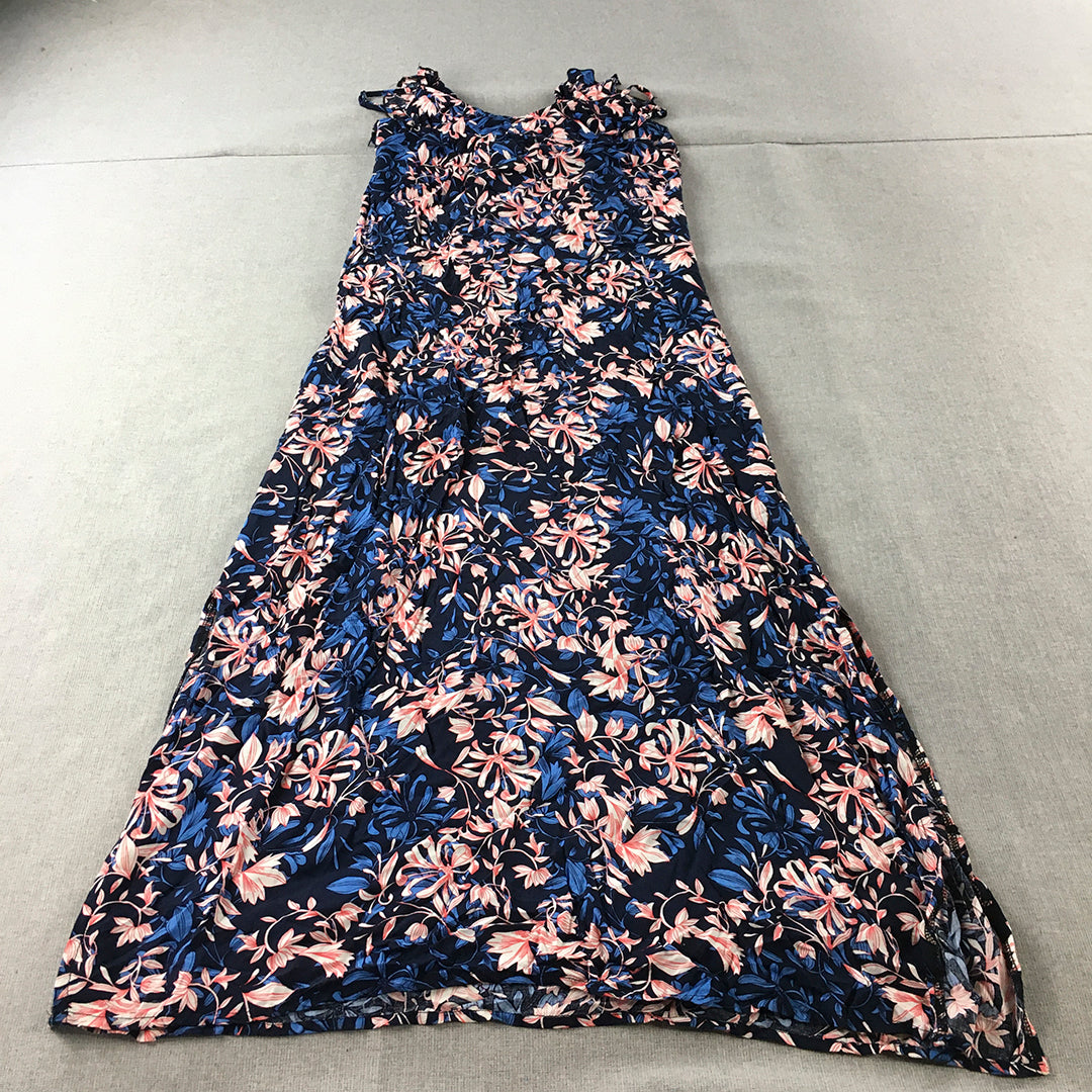 Bellisima Womens Sundress Size M Blue Pink Floral A-Line Midi