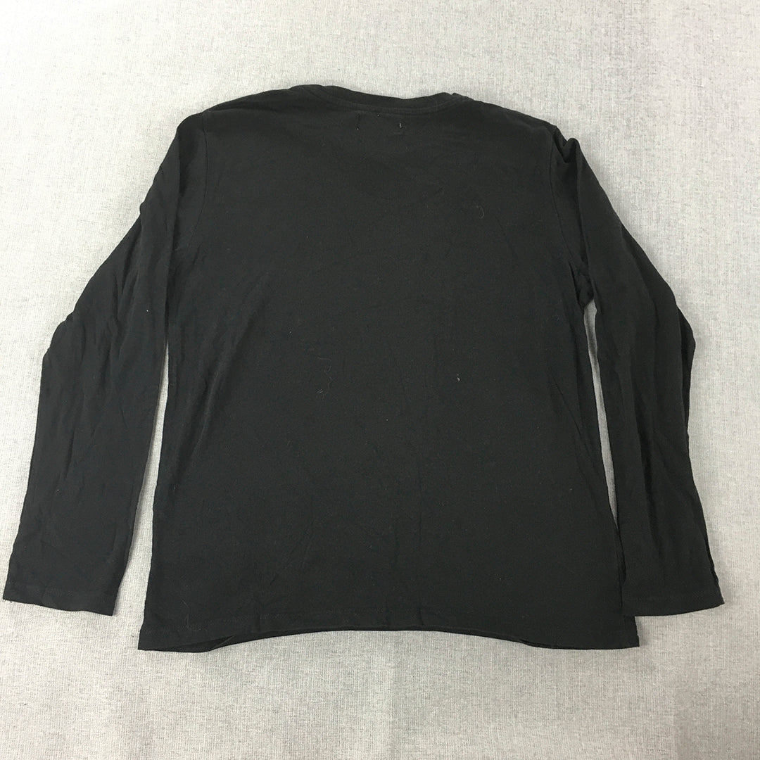 Zara Kids Boys Shirt Size 10 Black Snowboarding Long Sleeve Top Pullover