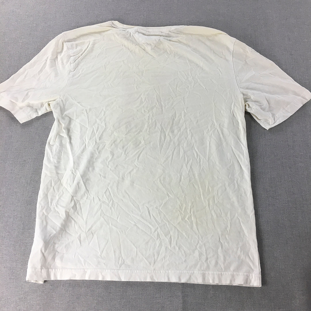 Tommy Hilfiger Mens T-Shirt Size XL White Big Logo Short Sleve Tee