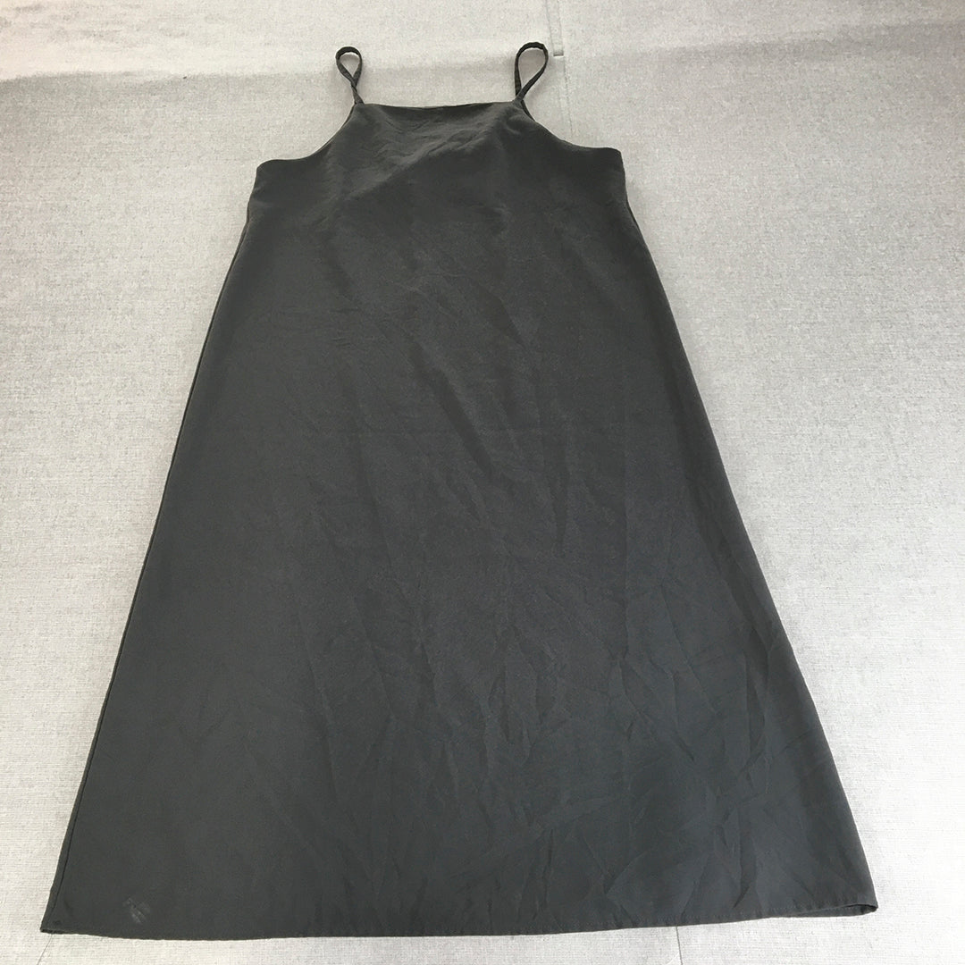 Eroom Womens Dress Size M (AUS 10 - 12) Grey Spaghetti Strap A-Line Korean Brand