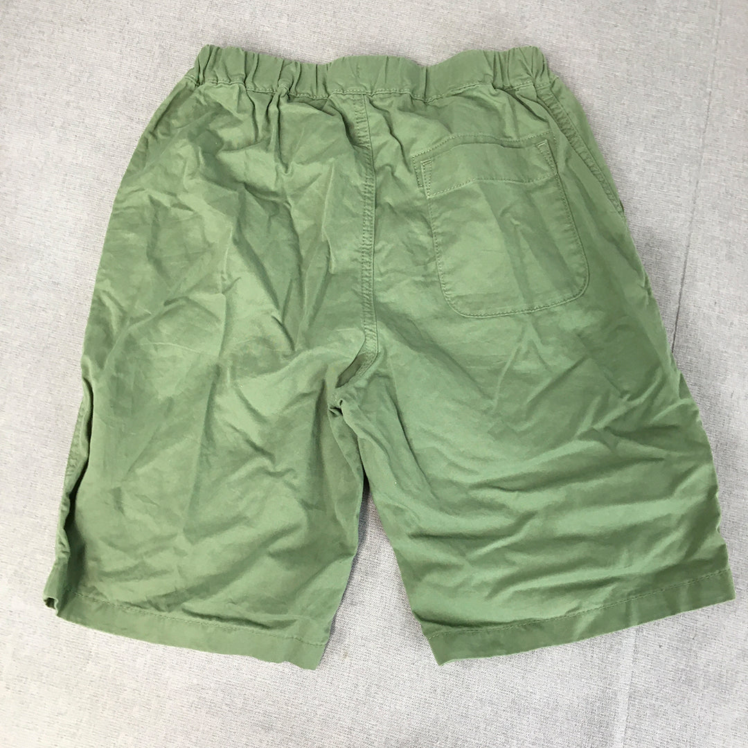 Uniqlo Kids Boys Chino Shorts Size 11 - 12 Yrs Khaki Green Pockets Elastic Waist