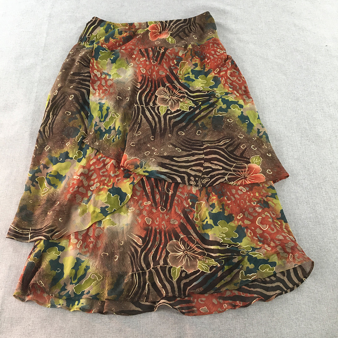 Kamiko Womens Maxi Skirt Size 14 Brown Floral