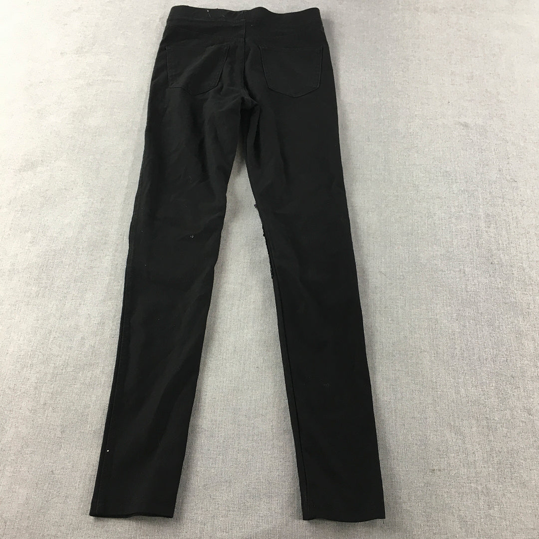 H&M Kids Girls Pants Size 12 - 13 Years Black Stretch Fabric Sequin Leggings