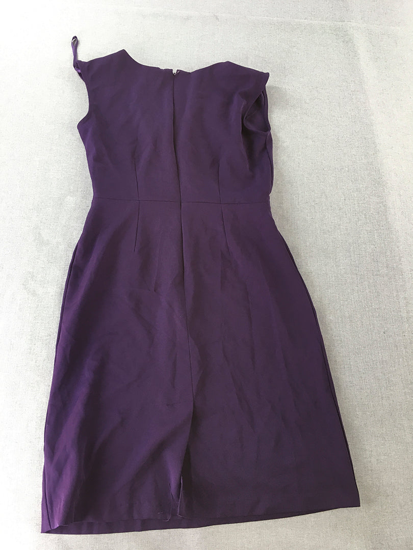 Olivia Matthews Womens Pencil Dress Size 6 Purple Midi Pleated Sleeveless