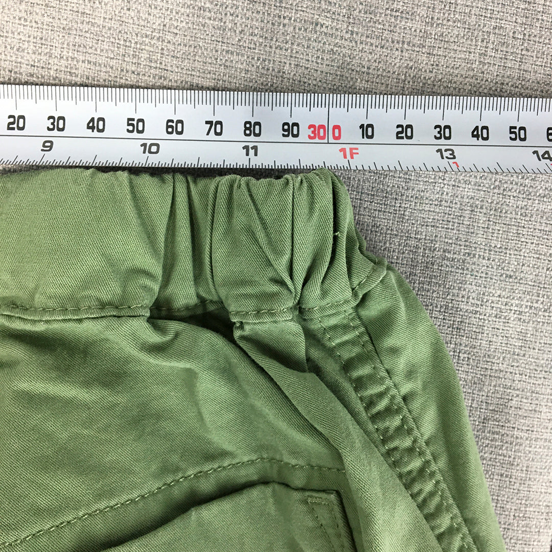 Uniqlo Kids Boys Chino Shorts Size 11 - 12 Yrs Khaki Green Pockets Elastic Waist