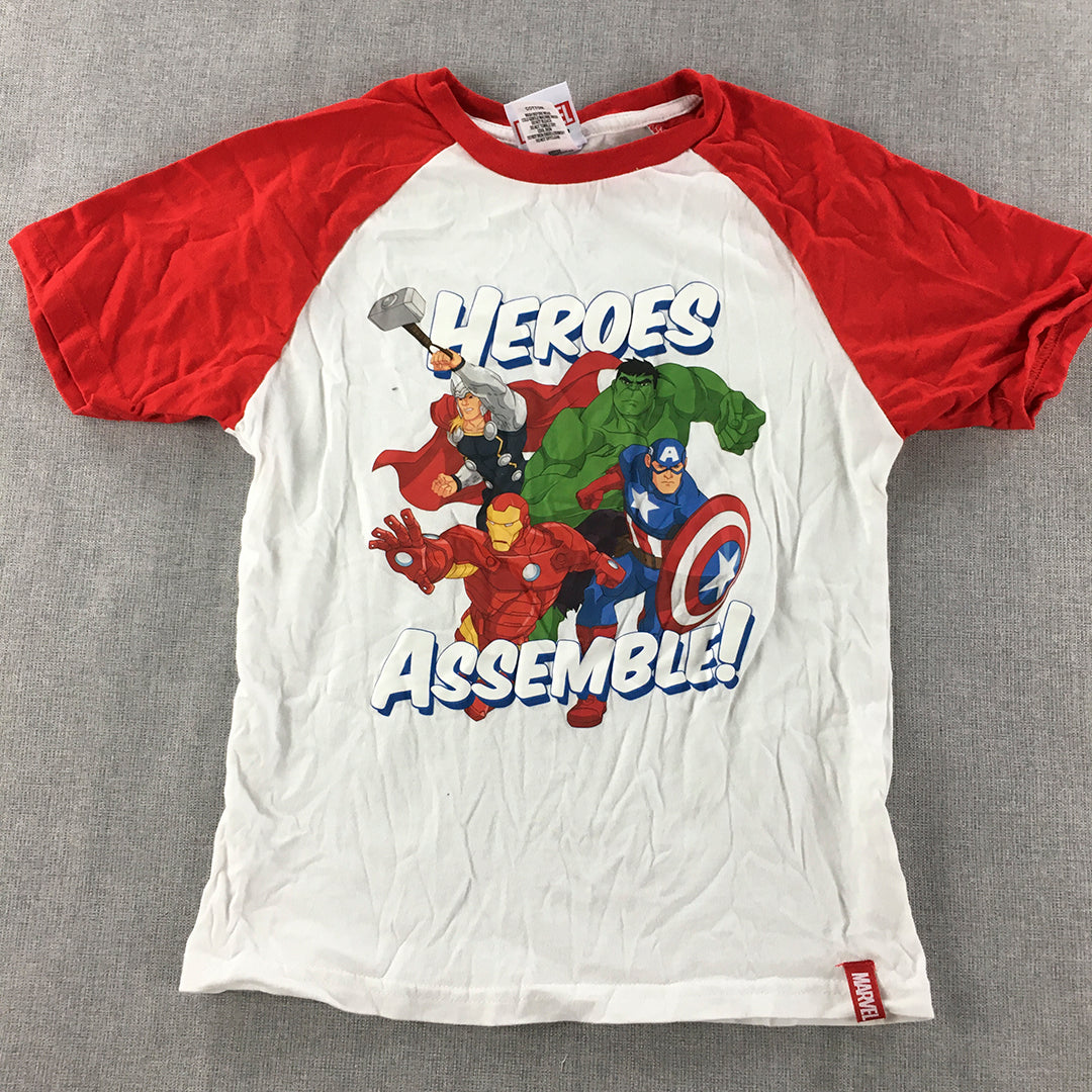 Marvel Kids Boys T-Shirt Size 6 White Red Heros Avengers Short Sleeve Iron Man