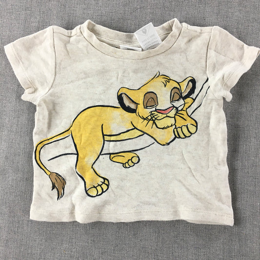 Disney The Lion King Baby T-Shirt Size 00 (3 - 6 Months) Brown Simba Top