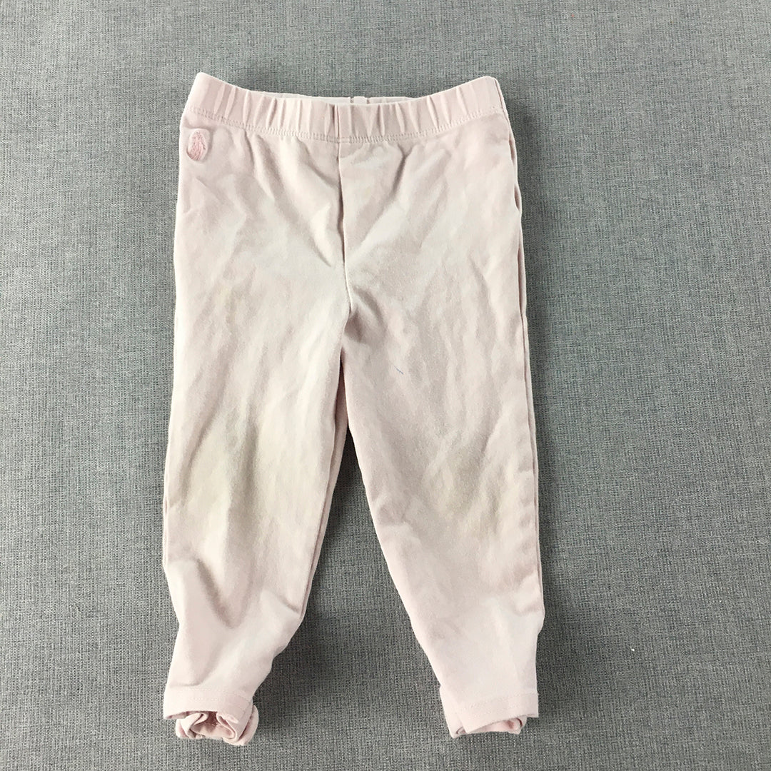 Ralph Lauren Baby Girls Pants Size 18 Months Pink Elastic Waist Pony Logo