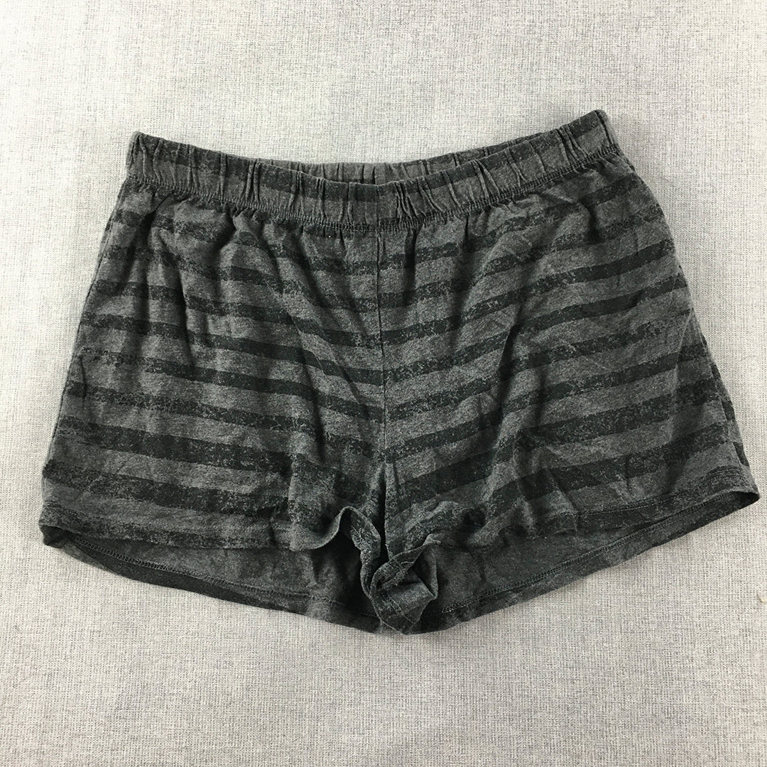 H&M Womens Pajama Shorts Size M Grey Black Striped Sleepwear