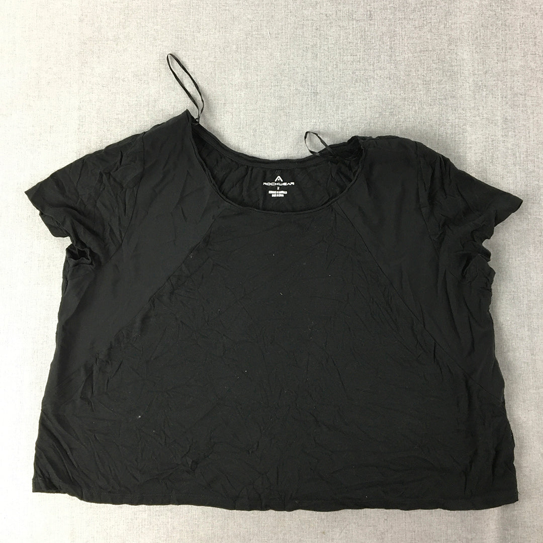 Rockwear Womens Cropped T-Shirt Size 14 Black Short Sleeve Top