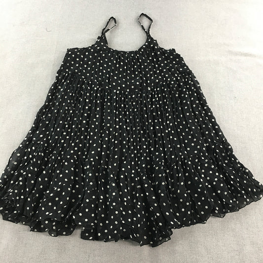 Ming Ya Womens Mini Dress Size L Black Pleated Polka Dot Sleeveless