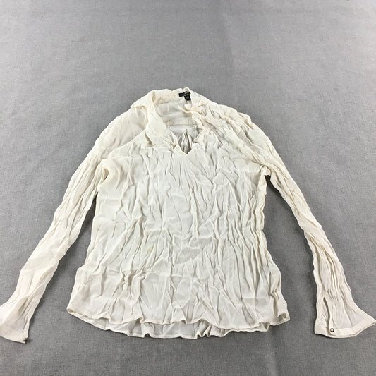 Esprit Womens Top Size 14 White Long Sleeve Shirt Blouse