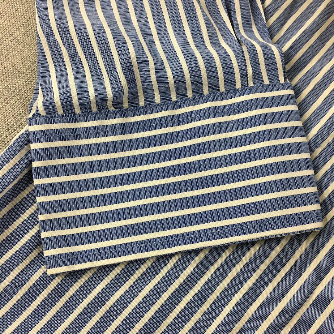 Pierre Cardin Mens Shirt Size M Blue Striped Long Sleeve Button-Up Collared