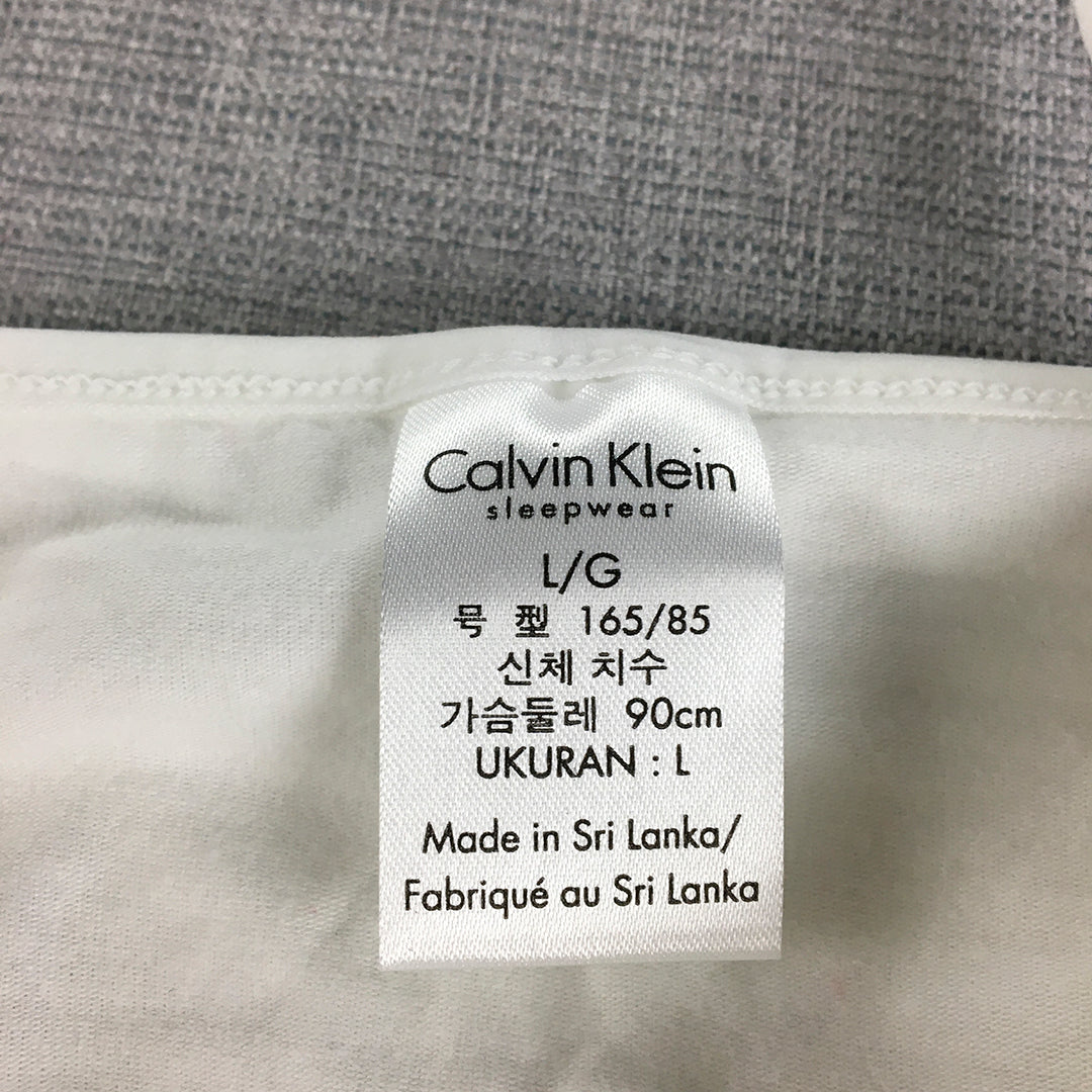 NEW Calvin Klein Sleepwear Womens Top Size L White Logo Pattern Pajama