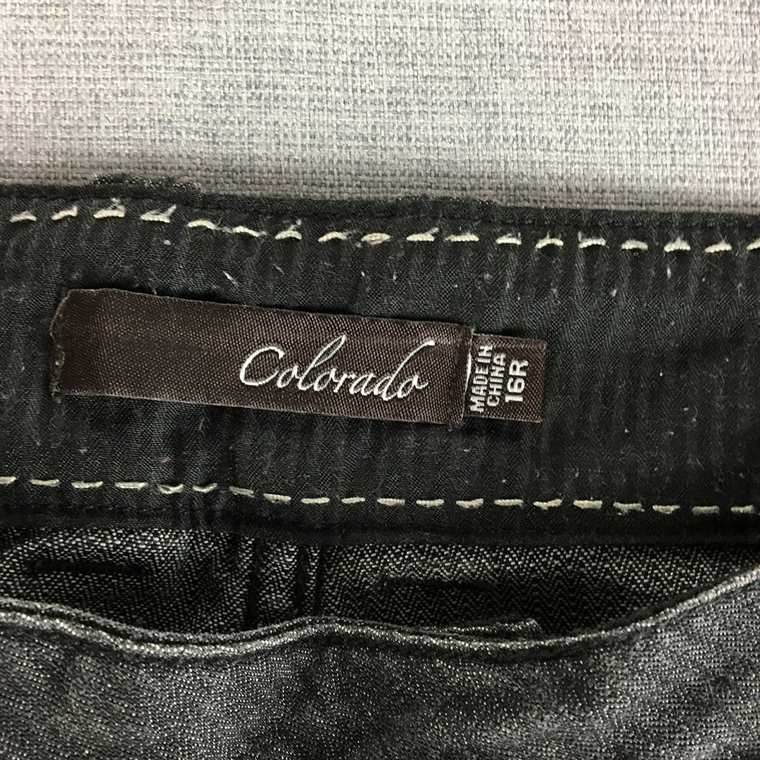 Colorado Womens Jeans Size 16 (W36 x L28) Black Dark Wash Straight Leg Denim