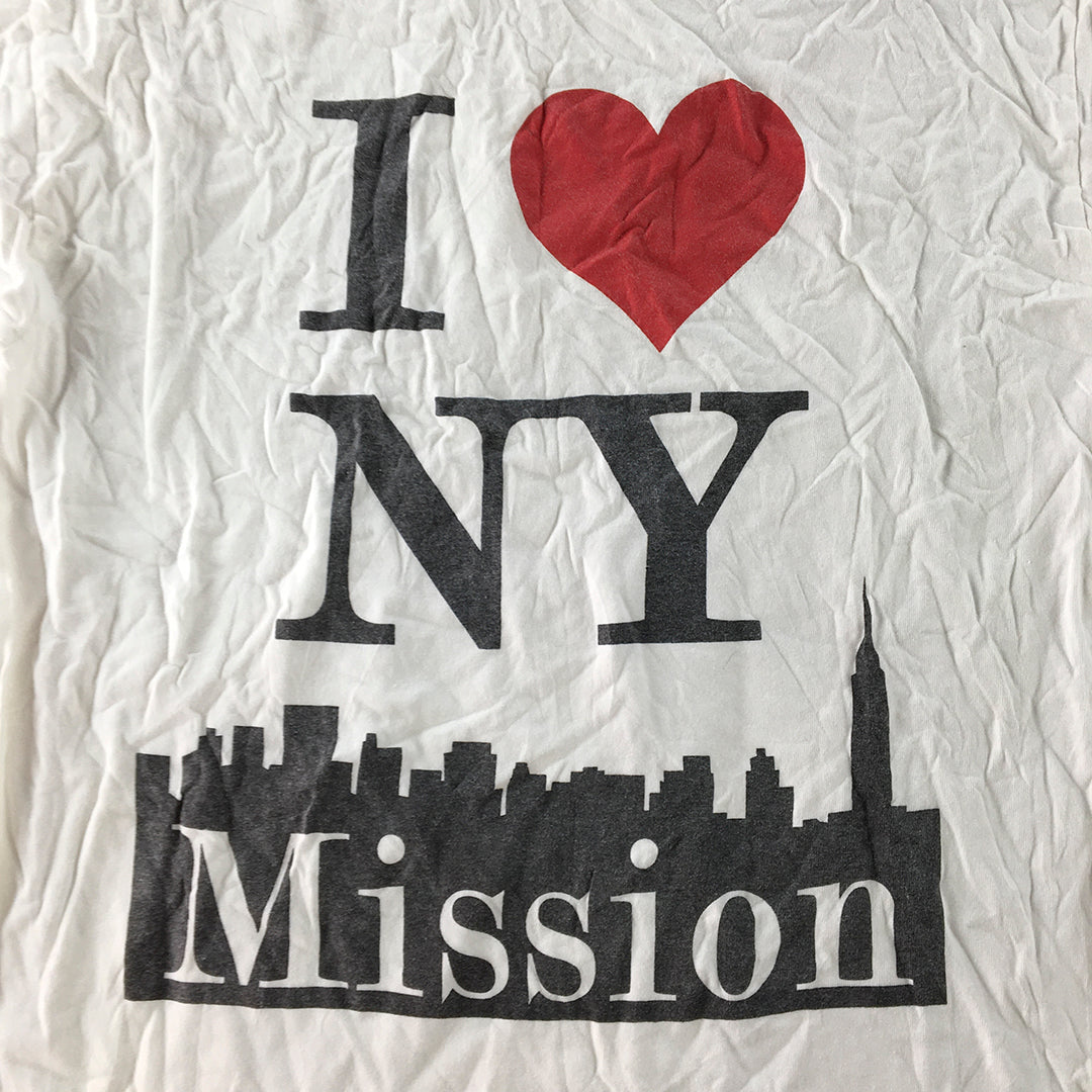 I Love New York T-Shirt Adult Size L White Short Sleeve Crew Neck Tee