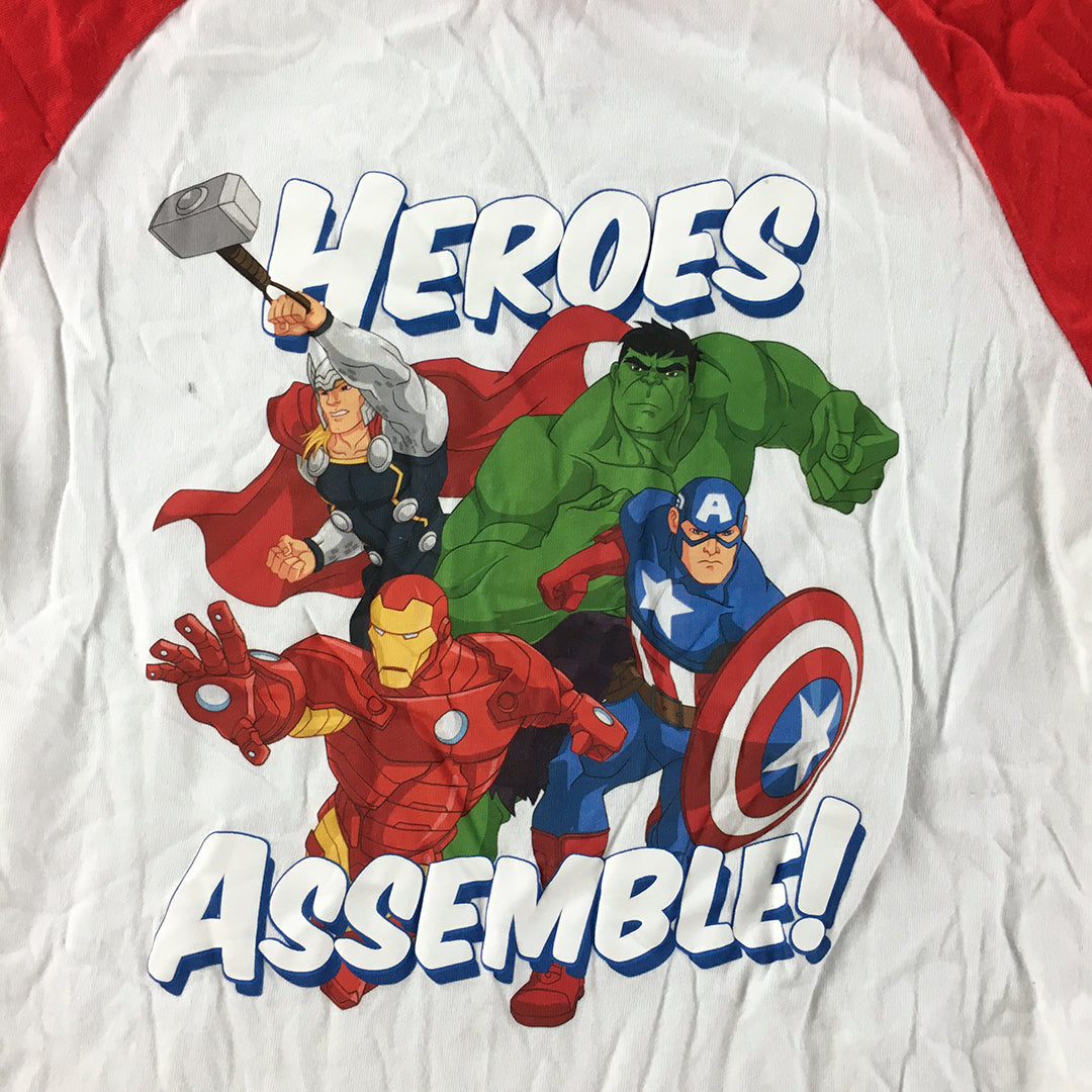 Marvel Kids Boys T-Shirt Size 6 White Red Heros Avengers Short Sleeve Iron Man