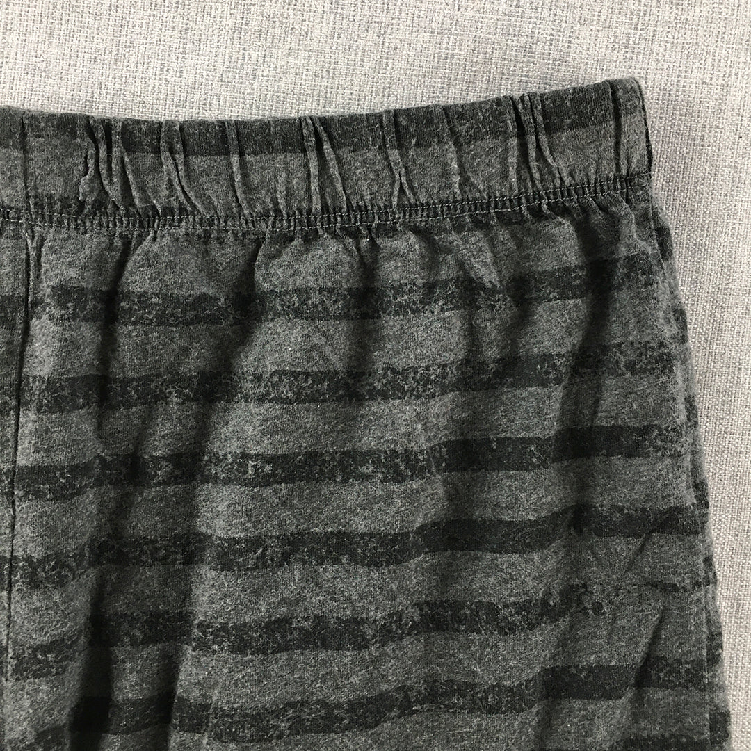 H&M Womens Pajama Shorts Size M Grey Black Striped Sleepwear