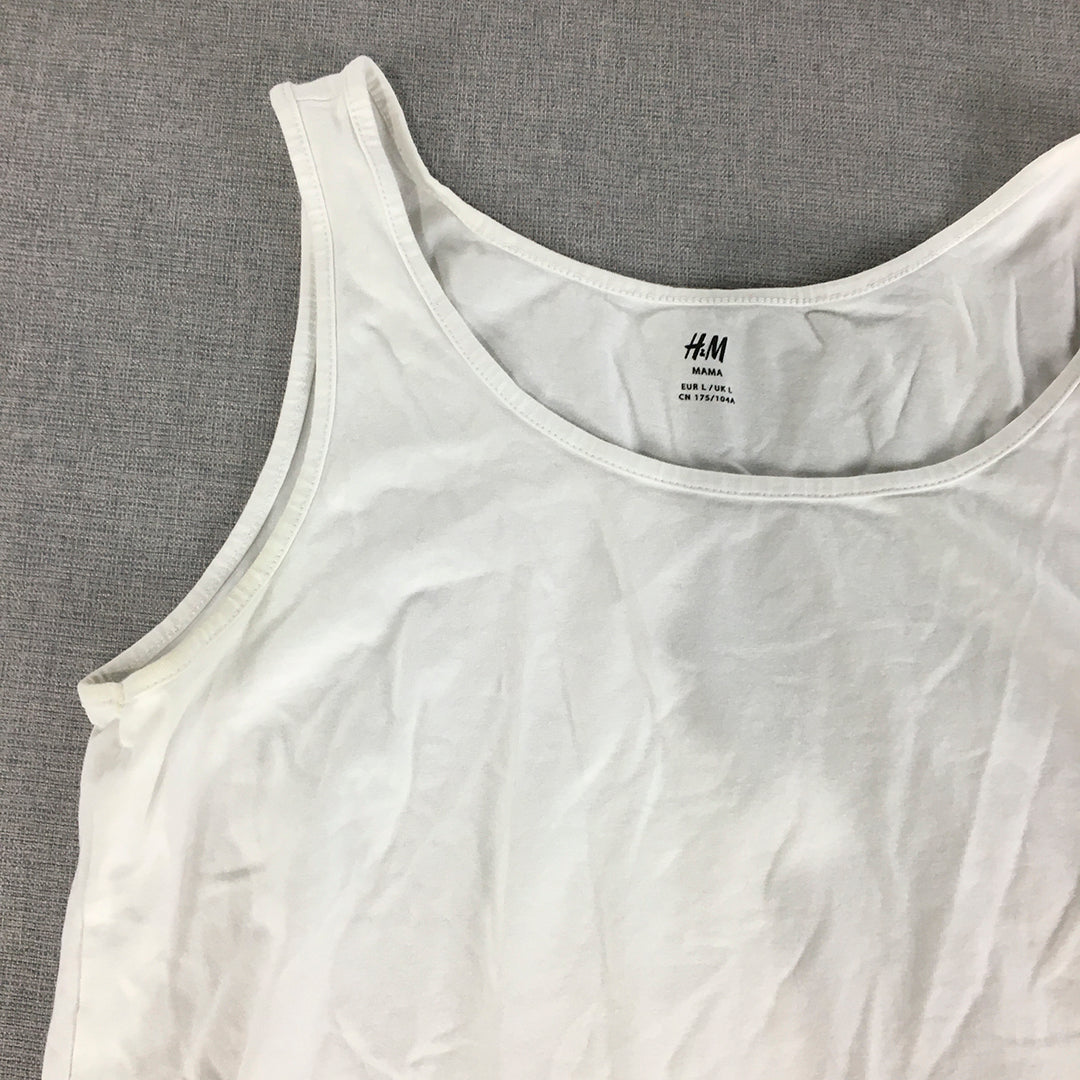 H&M Mama Womens Tank Top Size L White Sleeveless Singlet Shirt Maternity