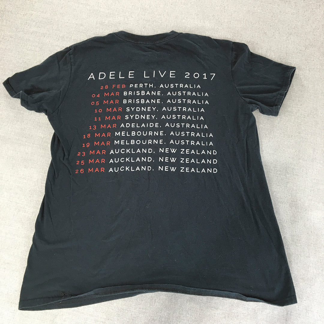 Adele 2017 Australia Tour T-Shirt Adult Size M Black Short Sleeve Licensed Tee