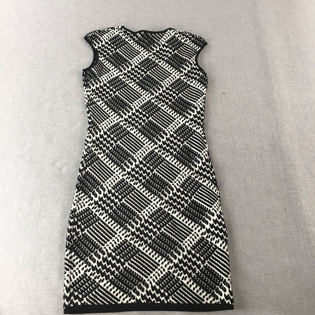 Glamorous Womens Pencil Dress Size XS Black White Checkered Knit Mini