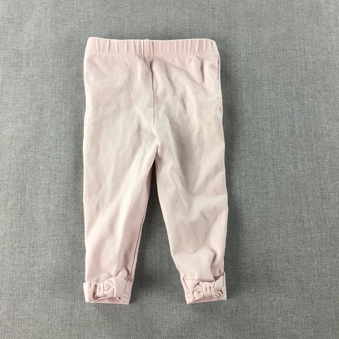 Ralph Lauren Baby Girls Pants Size 18 Months Pink Elastic Waist Pony Logo