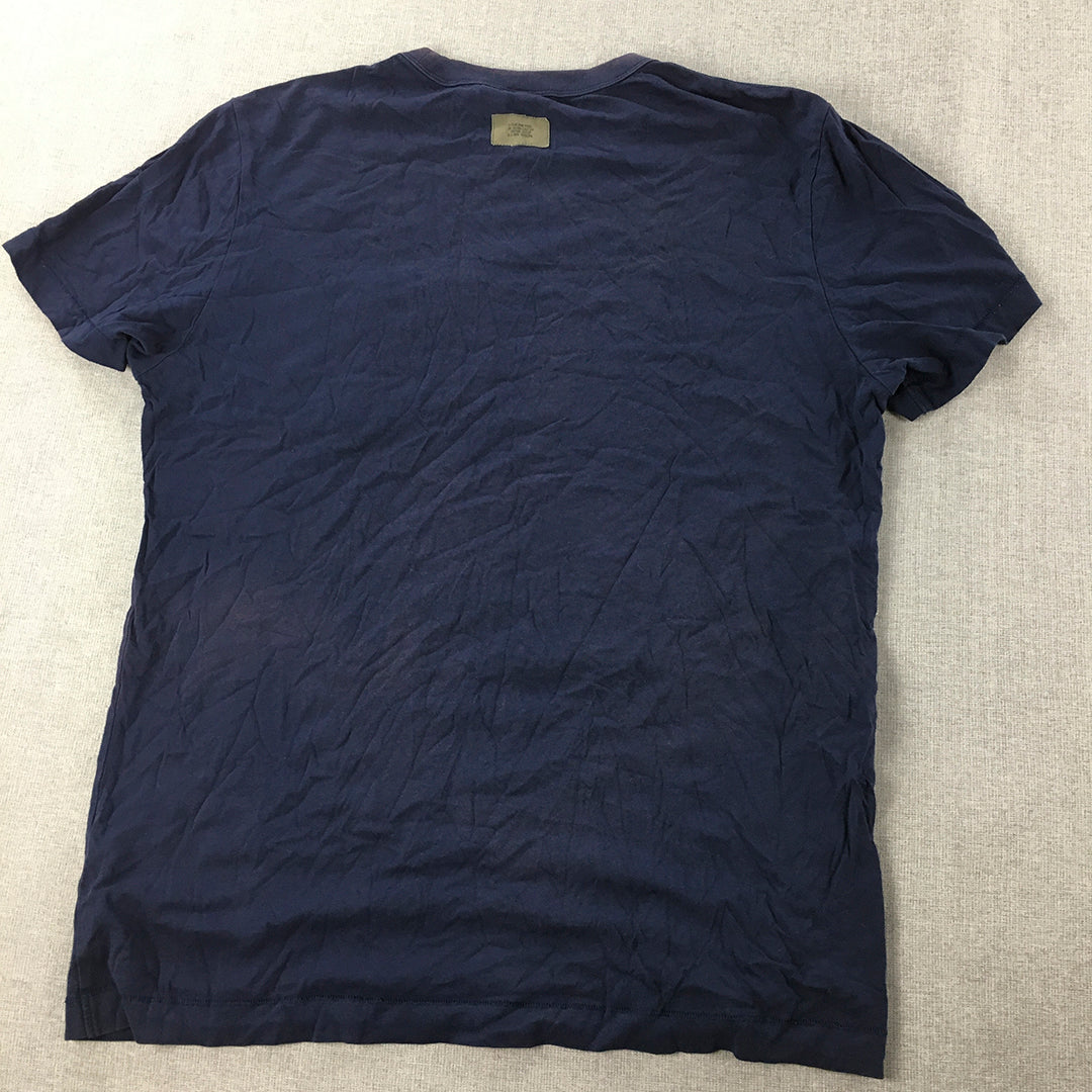 G-Star Raw Mens T-Shirt Size L Navy Blue Pocket Short Sleeve Crew Neck