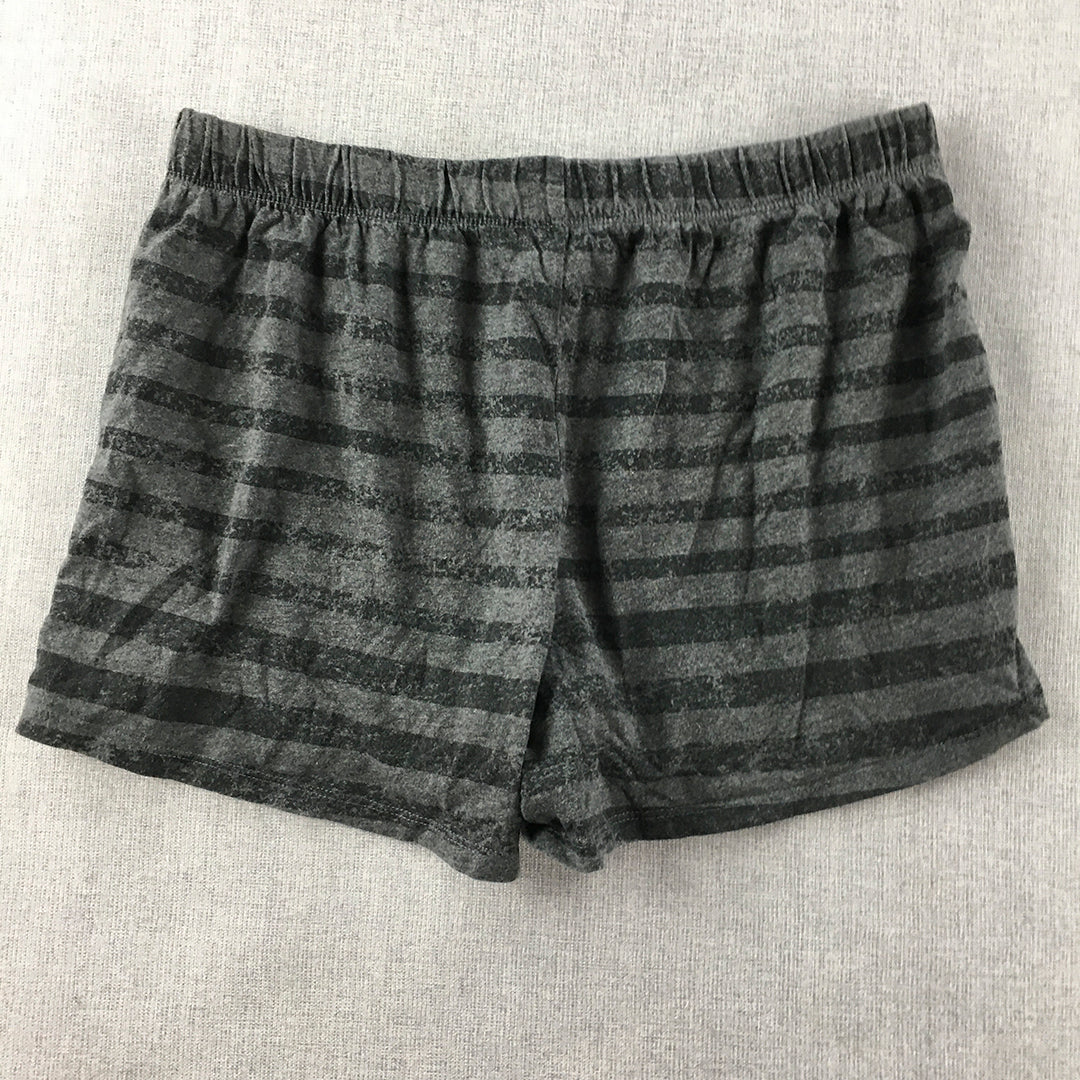 H&M Womens Pajama Shorts Size M Grey Black Striped Sleepwear