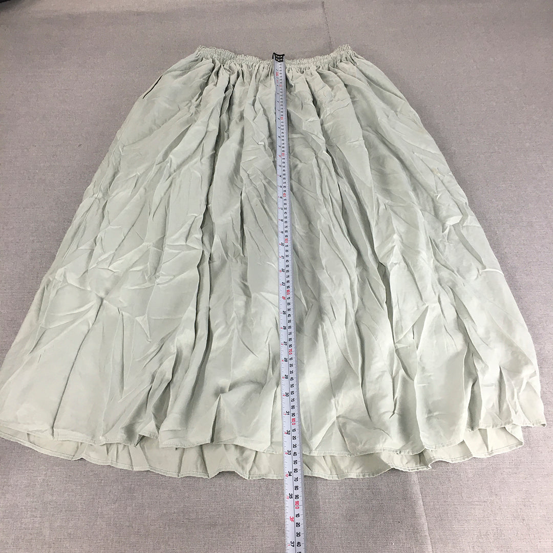 Uniqlo Womens Maxi Skirt Size S Green Pleated Elastic Waist