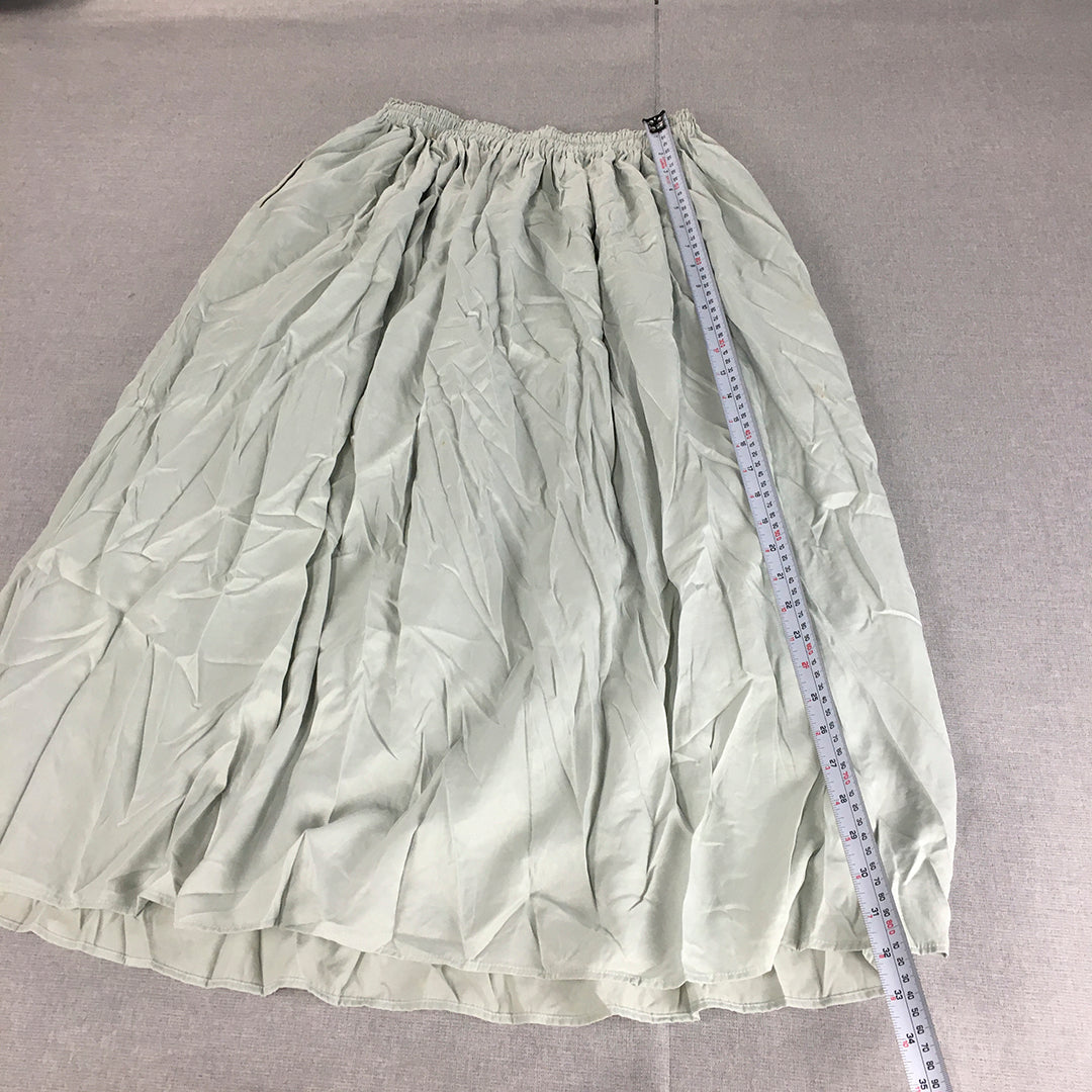 Uniqlo Womens Maxi Skirt Size S Green Pleated Elastic Waist