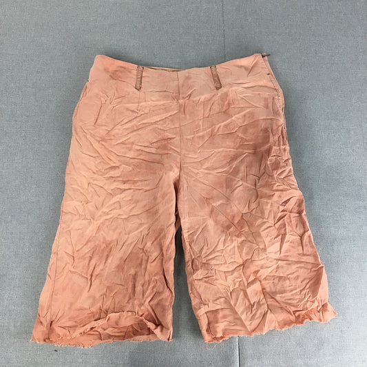 Piper Womens Linen Shorts Size 10 Pink Pockets Bermuda