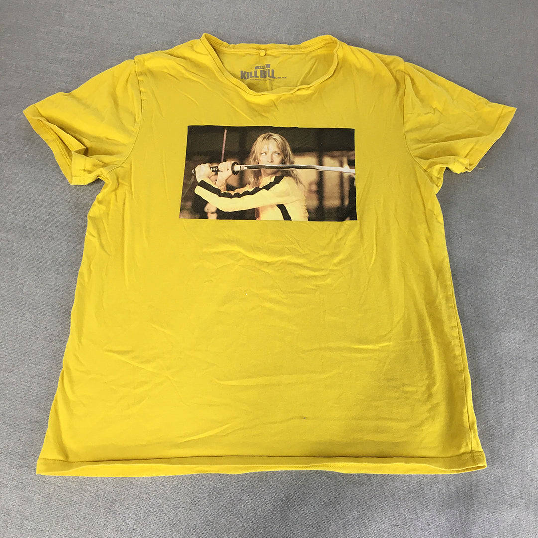 Kill Bill Mens T-Shirt Size L Yellow Short Sleeve Licensed Movie Tee