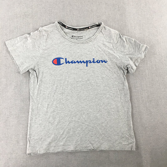 Champion Kids Boys T-Shirt Size 12 Grey Big Logo Short Sleeve Crew Neck