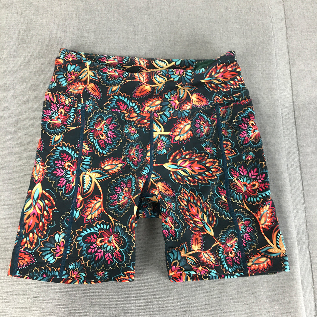 Abi And Joseph Womens Legging Shorts Size XS Blue Floral Gym Workout