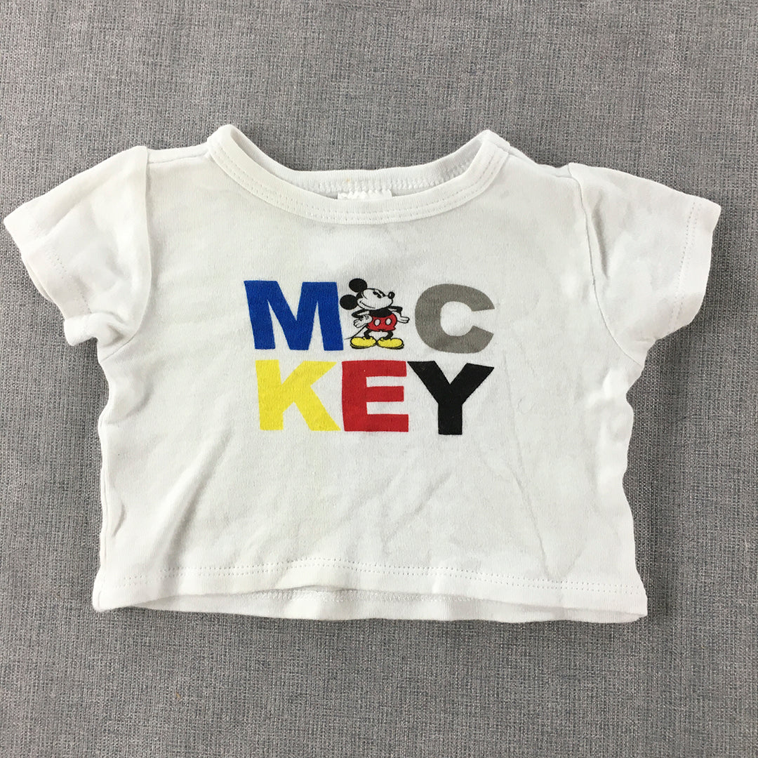 Disney Baby Newborn Top Size 0000 White Mickey Mouse Short Sleeve T-Shirt