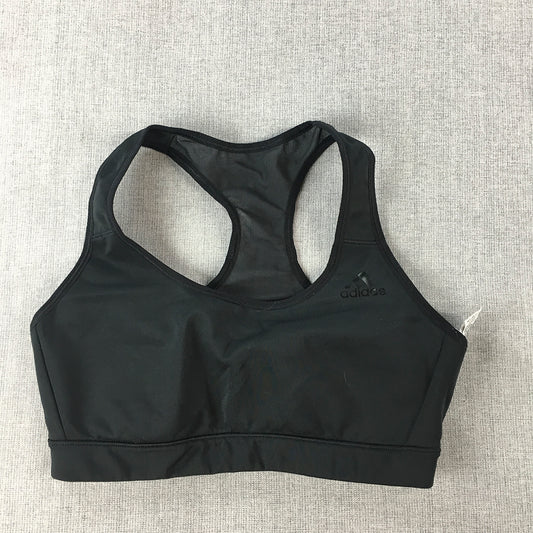 Adidas Womens Sports Bra Size S Black Logo Cropped Top Gym Activewear