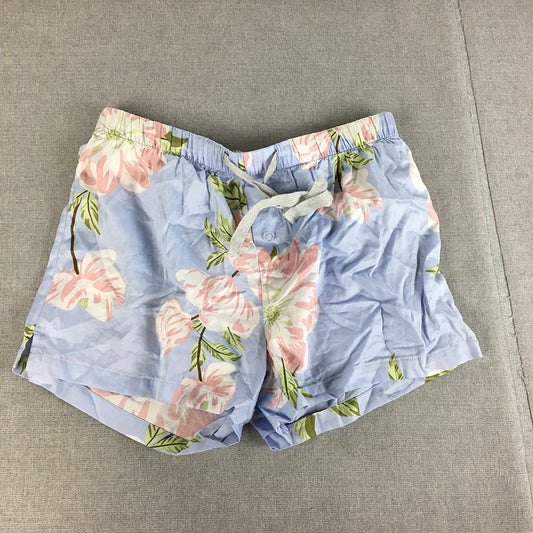 Peter Alexander Womens Sleep Shorts Size S Blue Floral Drawstring Pajama