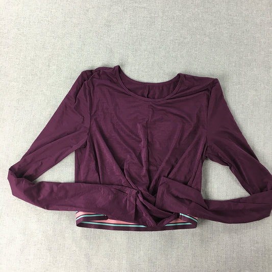 Fabletics Womens Top Size M Purple Long Sleeve Cropped Activewear Shirt