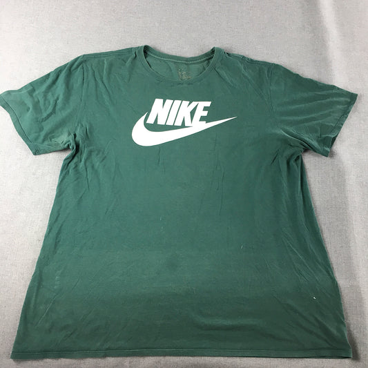 Nike Mens T-Shirt Size L Green Big Logo Short Sleeve Crew Neck Tee