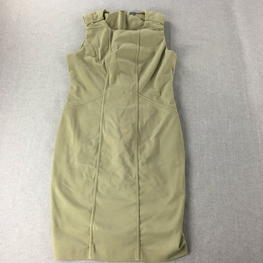 Sheike Womens Pencil Dress Size 12 Khaki Green Stretch Mini Sleeveless