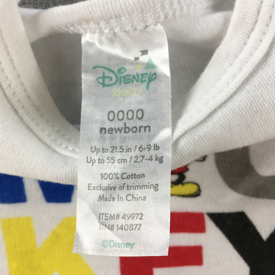 Disney Baby Newborn Top Size 0000 White Mickey Mouse Short Sleeve T-Shirt