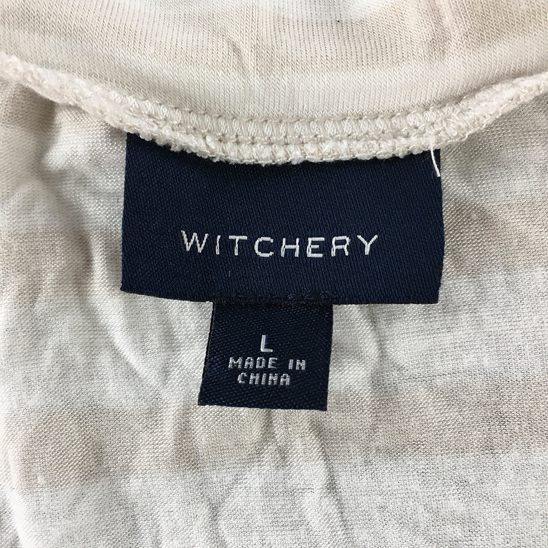 Witchery Womens Cardigan Sweater Size L White Grey Button Up Knit